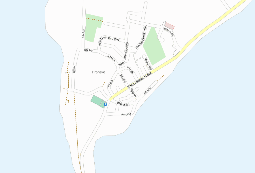 Dranske Stadtplan mit Luftaufnahme und Hotels von Rügen