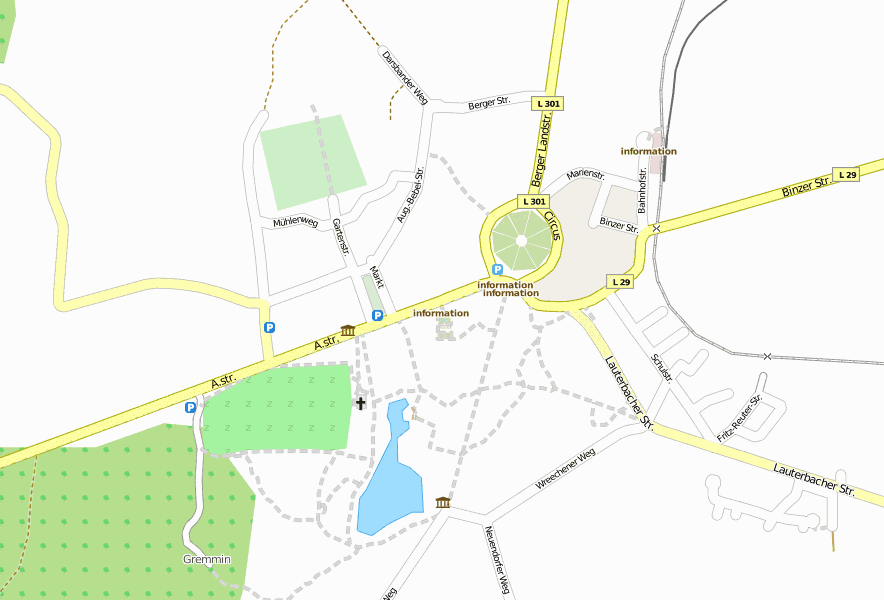 Putbus-Stadtplan mit Satellitenbild und Unterkünften von Rügen